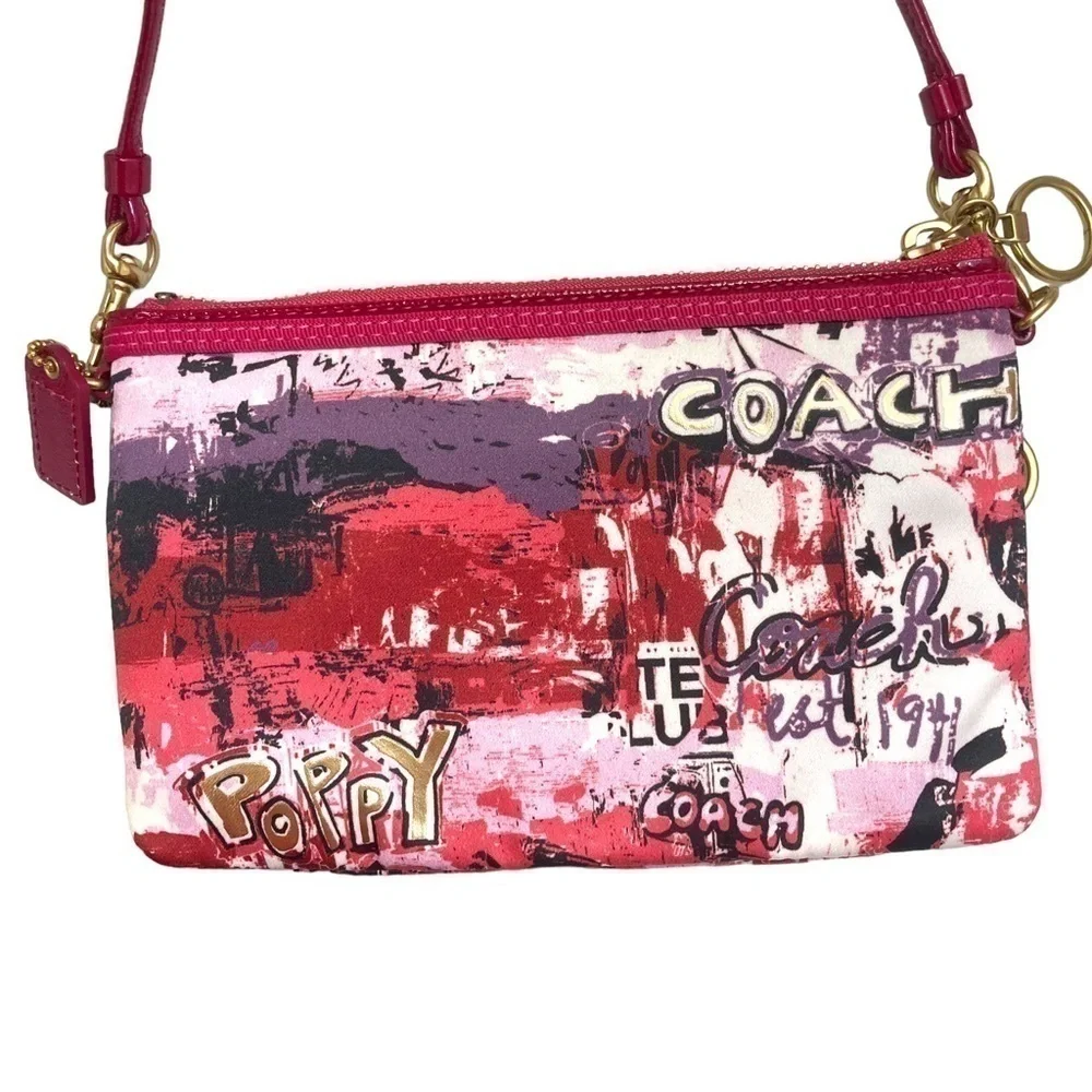 Coach vintage y2k poppy RARE graffiti pink crossbody clutch bag